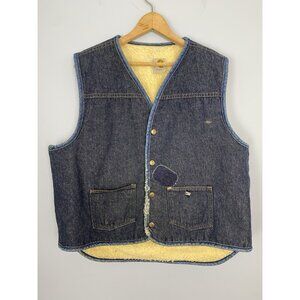 Vintage Carhartt Denim Sherpa Lined Vest Mens XL Denim Snap Front Vest Workwear